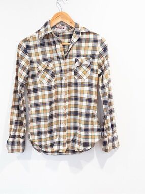 Express Vintage Circa 1980's Plaid Cotton Western Button Down Shirt Fits XS